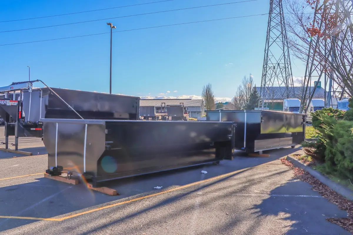 Roll-off dumpster ready for waste disposal at job site for 2 Yard Dumpster Rental in Shoreview